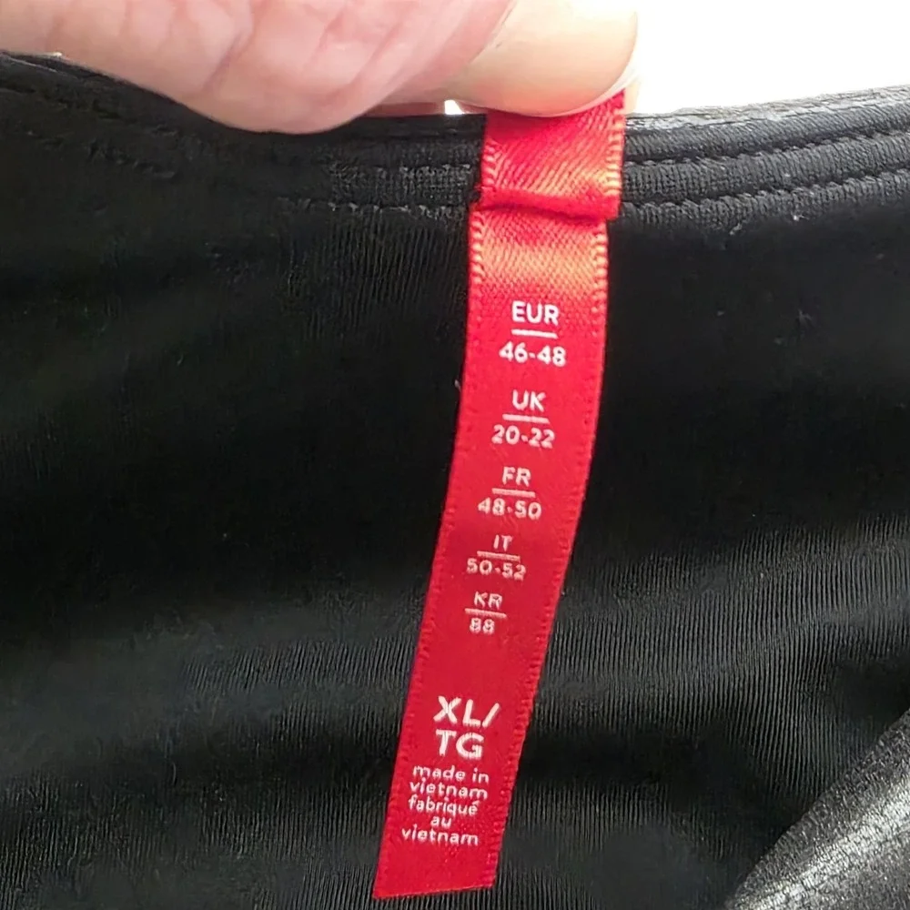 Spanx Pants Womens XL Black Faux Leather Side Stripe‎ High Rise Stretch Leggings